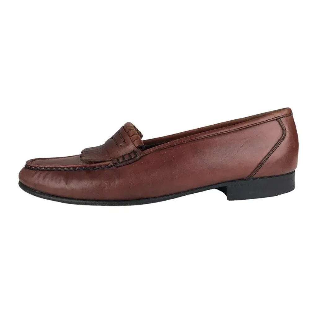 Florsheim Mens Brown Leather Almond Toe Slip on‎ Classic Moccasin Size US 8D
